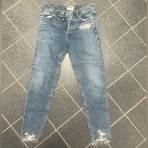 Revolve Blue Skinny Jeans Distressed Vintage Style